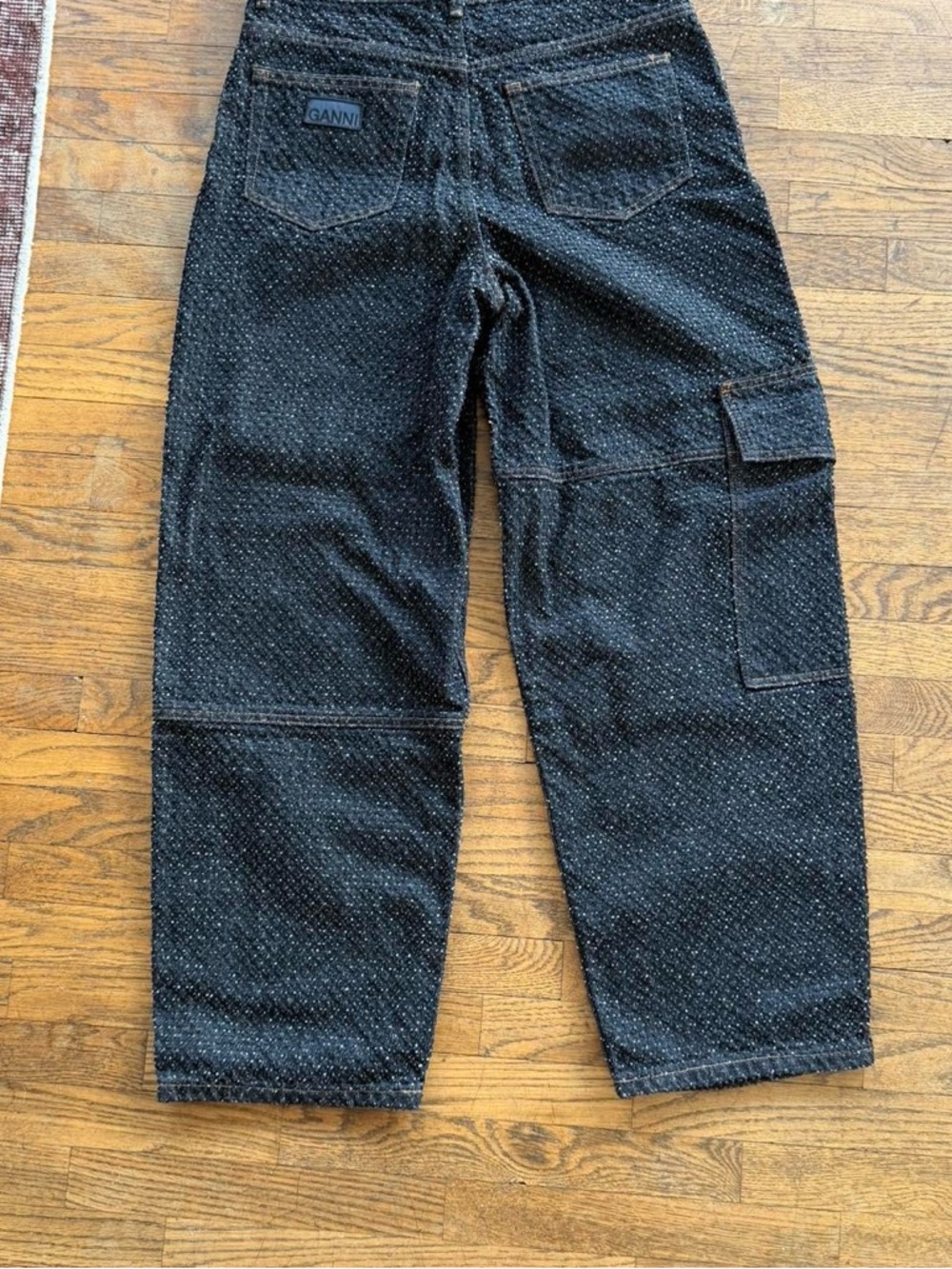 Ganni fluffy carpenter wideleg jeans sz 27 - Picture 2 of 2
